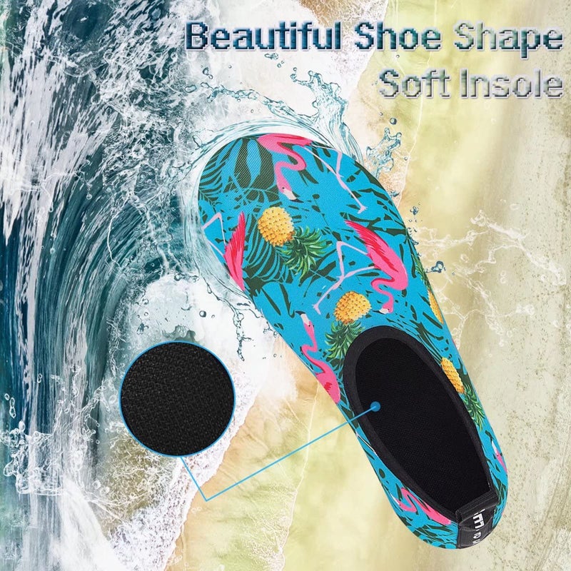 YALOX Water Shoes Women's Men's Outdoor Beach Swimming Aqua Socks Quick-Dry Barefoot Shoes Surfing Yoga Pool Exercise(Bird/BL,38/39EU), 7.5-8.5 Women/6-7 Men - Image 2